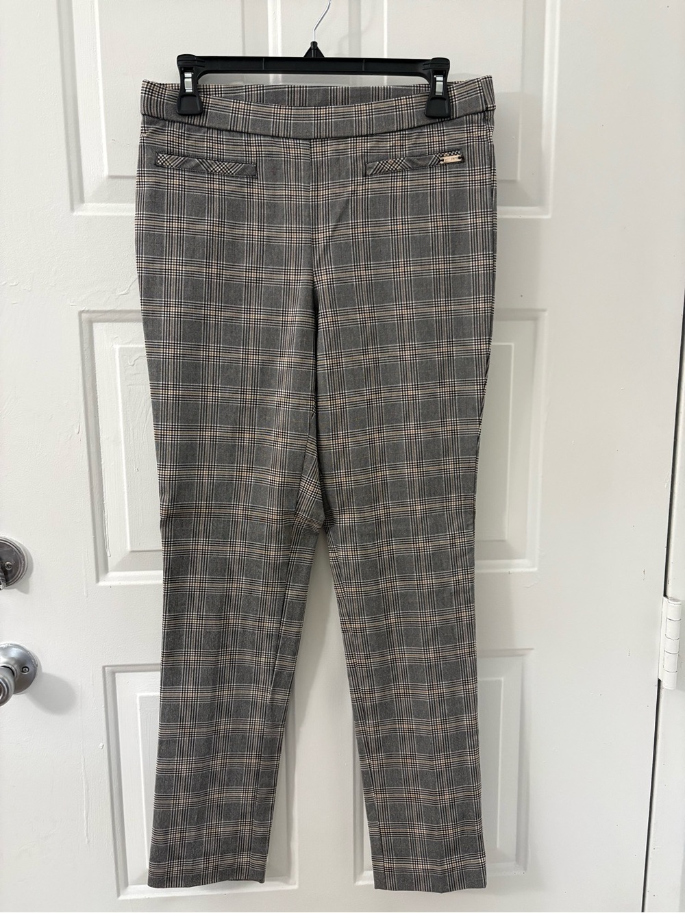 Jones New York Gray Plaid Slim Dress Pants
